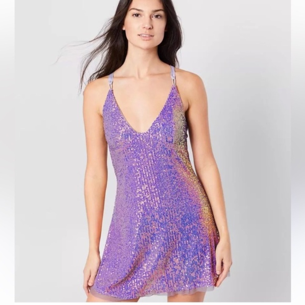 Free People Intimately Gold Rush Mini Sequin Dress Size S Petite NYE - Picture 3 of 15